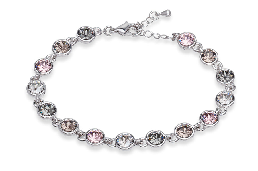 Silvertone Silk Mix Swarovski Crystal Tennis Bracelet