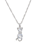 Clear Swarovski Crystal Cat Pendant Necklace - on Holiday Card