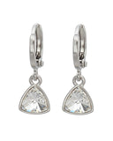 Silvertone   Clear Swarovski Crystal Trillium Drop Earrings