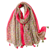 Bright Pink And Floral Scarf