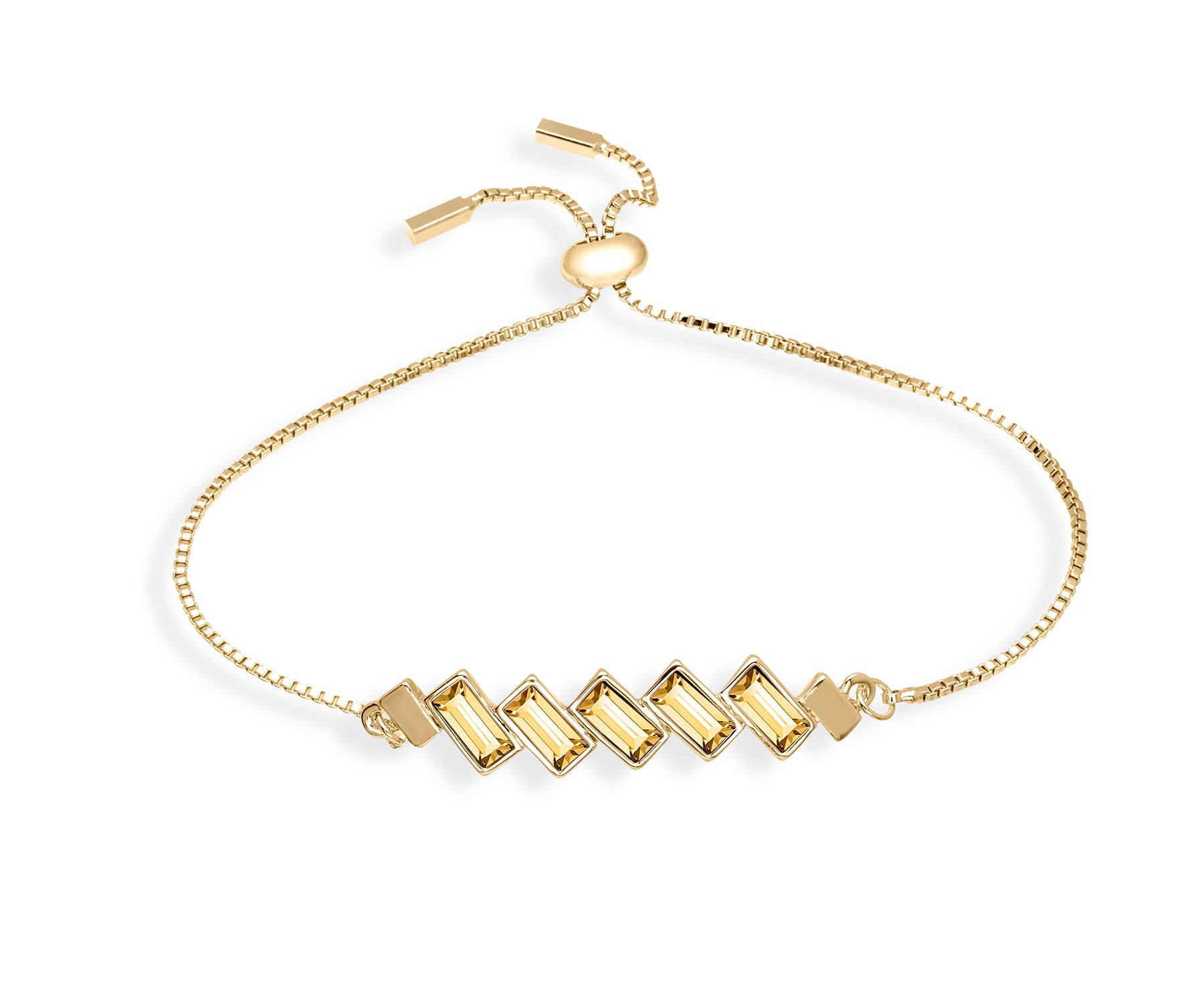 Goldtone Colorado Topaz Swarovski Crystal Baguette Adjustable Bracelet