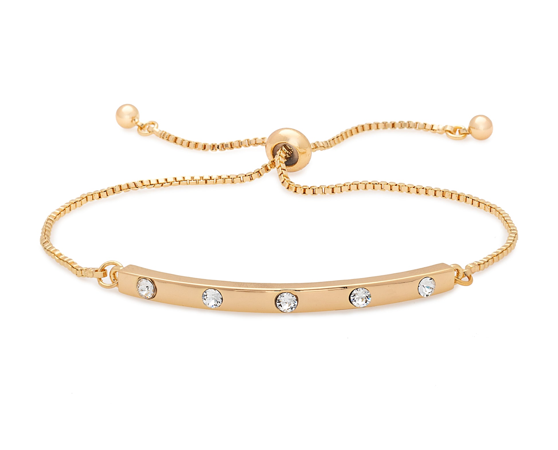 Goldtone Clear Swarovski Crystal Bar Bracelet - on Holiday Card