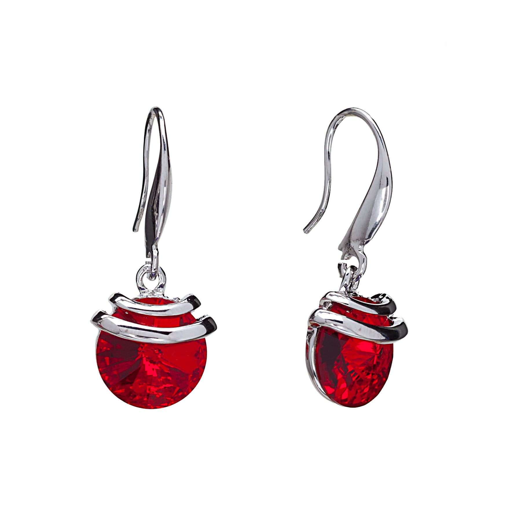 Light Siam Spring Drop Earring with Luxury Crystals