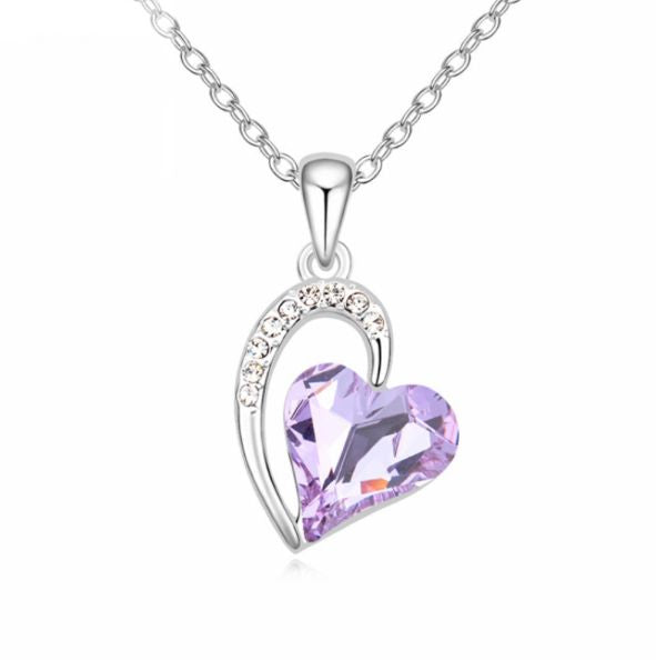 Lavender Luxury Crystal Heart Pendant Necklace