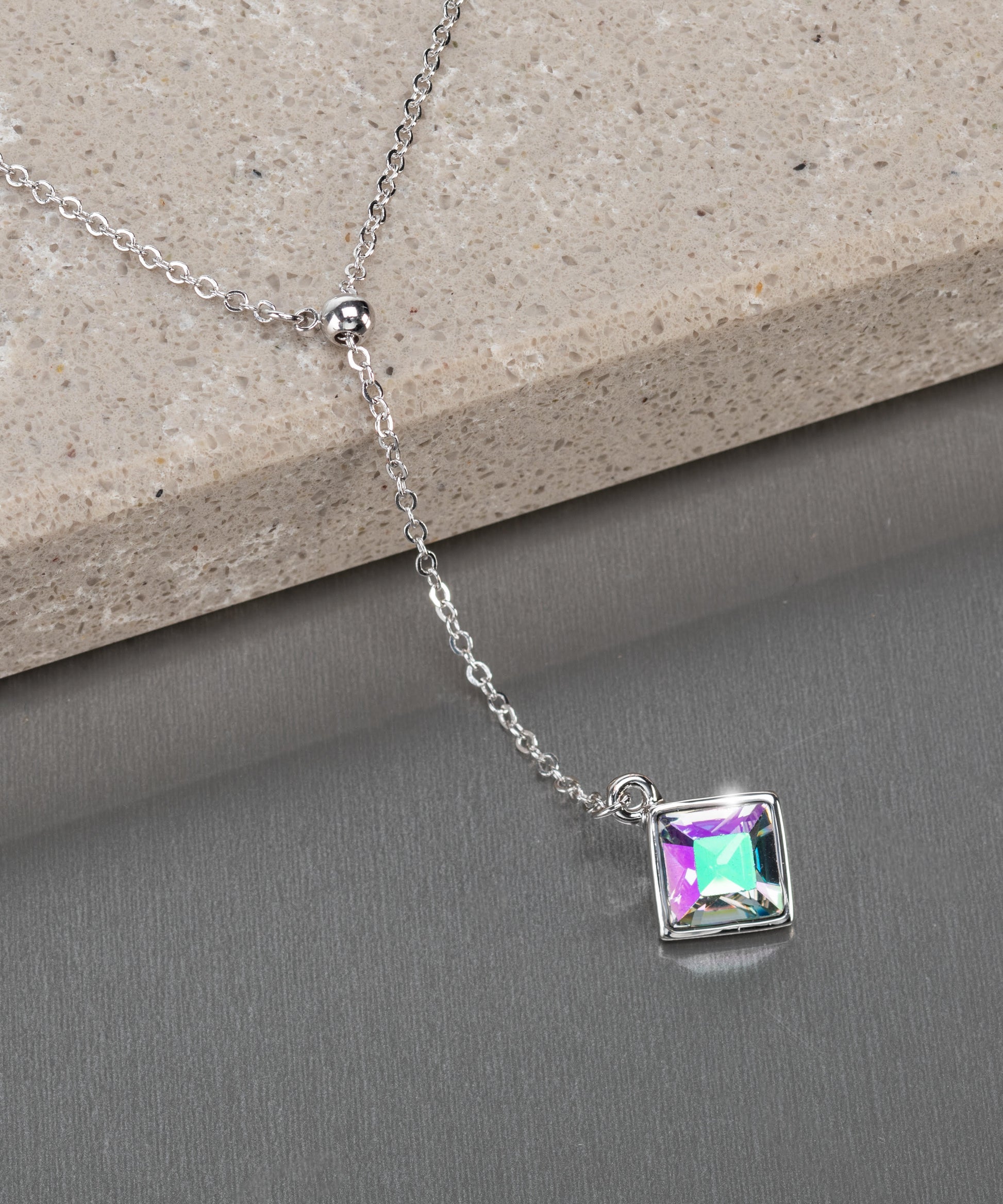 Lariat drop necklace with crystals