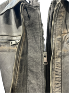 Veste en cuir veritable Antique à col détachable par Plongé