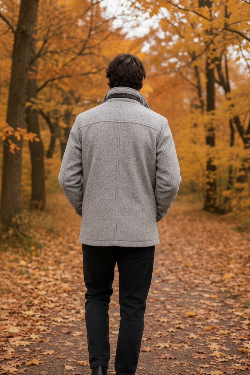 Manteau complètement laine Gris