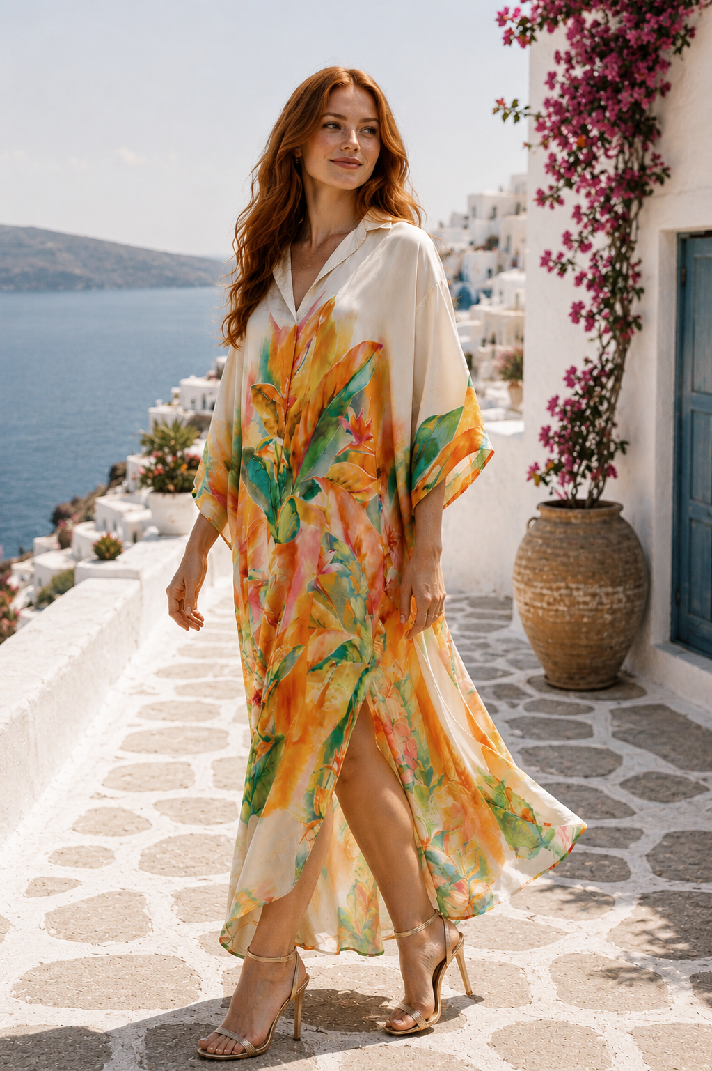 Tunique en Satin Imprimé par Éternelle