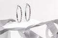 Two Toned Silk Mix Crystal Hoop Earrings