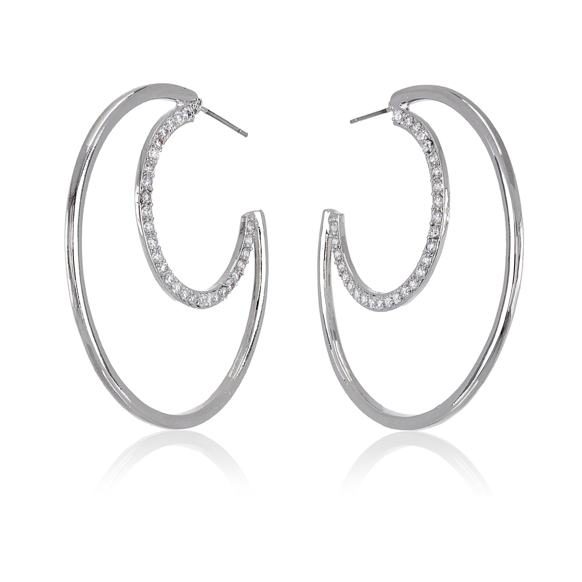 Aurora Borealis Half Moon Crystal Hoop Earrings