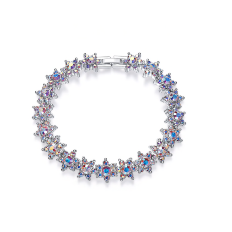 Starburst bracelet with Swarovski crystals, rhodium plated, sparkling statement design by callura