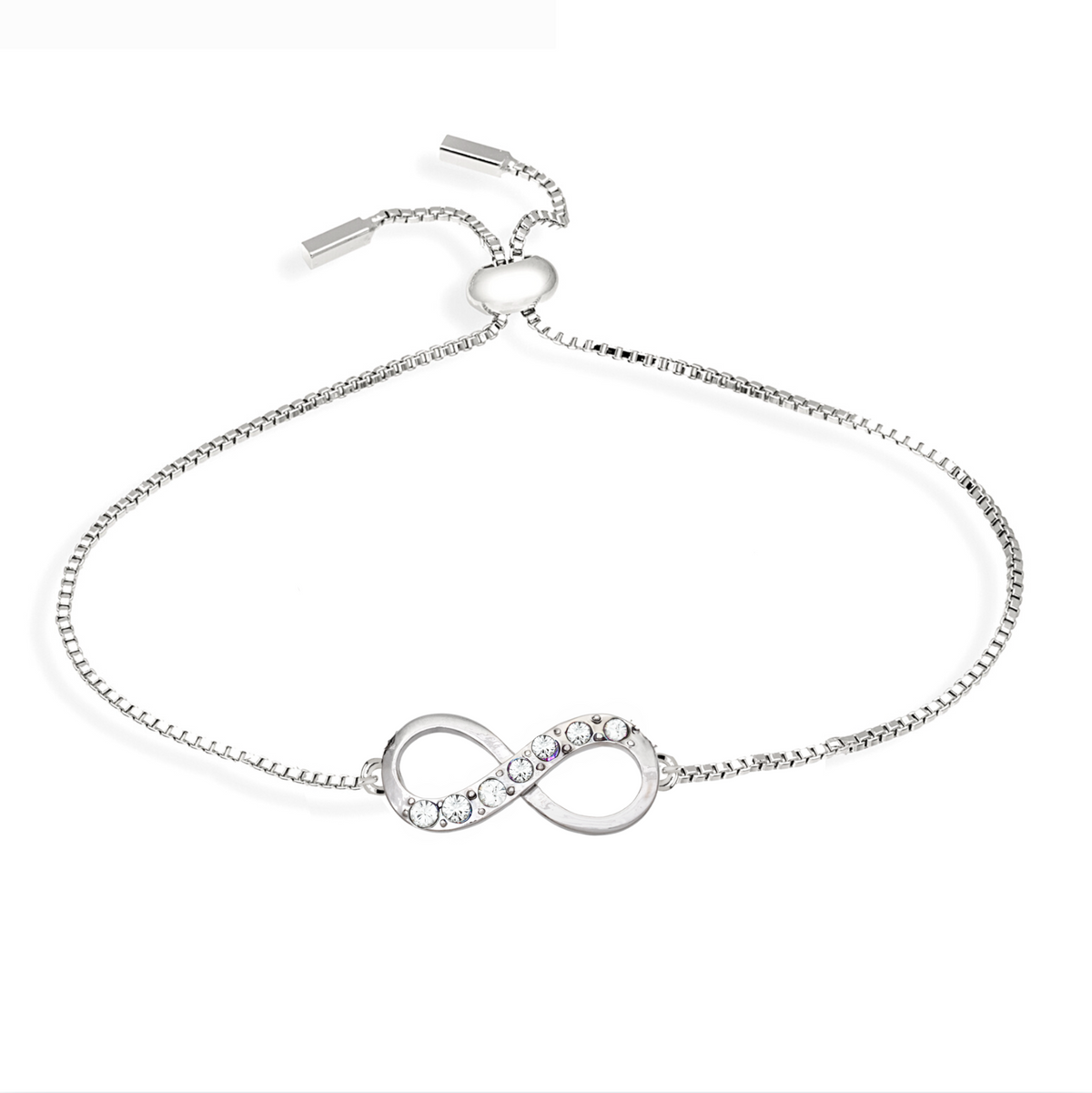 Infinity Bracelet – Gold or Rhodium Plated with Swarovski Crystals