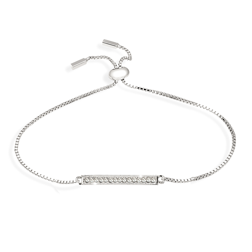 Swarovski Bar Bracelet – Adjustable, Rhodium or Gold Plated, Gift-Ready