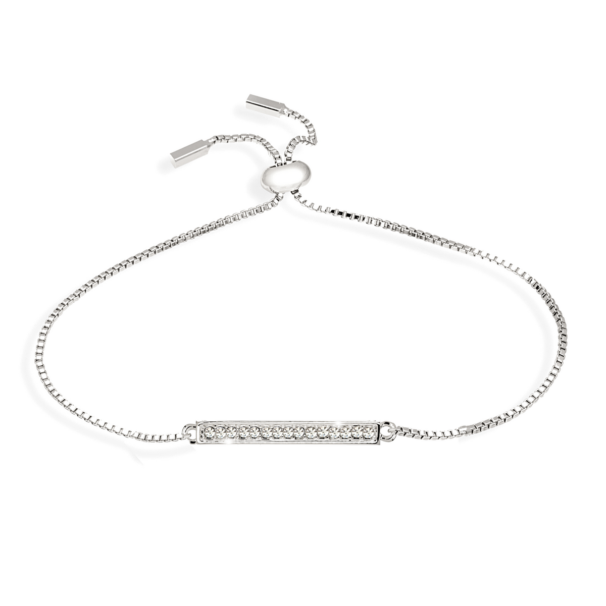 Swarovski Bar Bracelet – Adjustable, Rhodium or Gold Plated, Gift-Ready