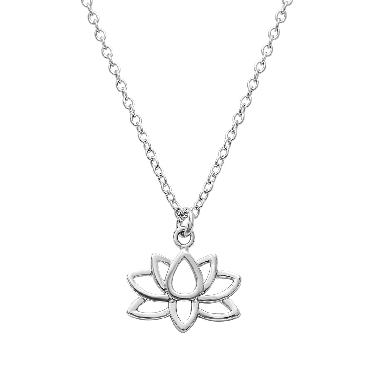 Lotus Necklace – Stainless Steel with Sparkling CZ Pendant