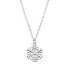 Rhodium plated stainless steel snowflake necklace, minimalist winter design, gift-ready by callura