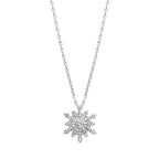 Sparkly snowflake necklace with CZ pendant, stainless steel chain, gift-ready winter jewelry by callura