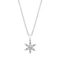 Classic snowflake necklace with rhodium plated stainless steel, winter-inspired design, gift-ready by callura