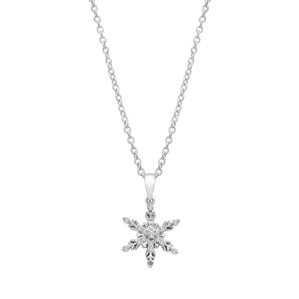 Classic Snowflake Necklace – Rhodium Plated Stainless Steel, Gift-Ready