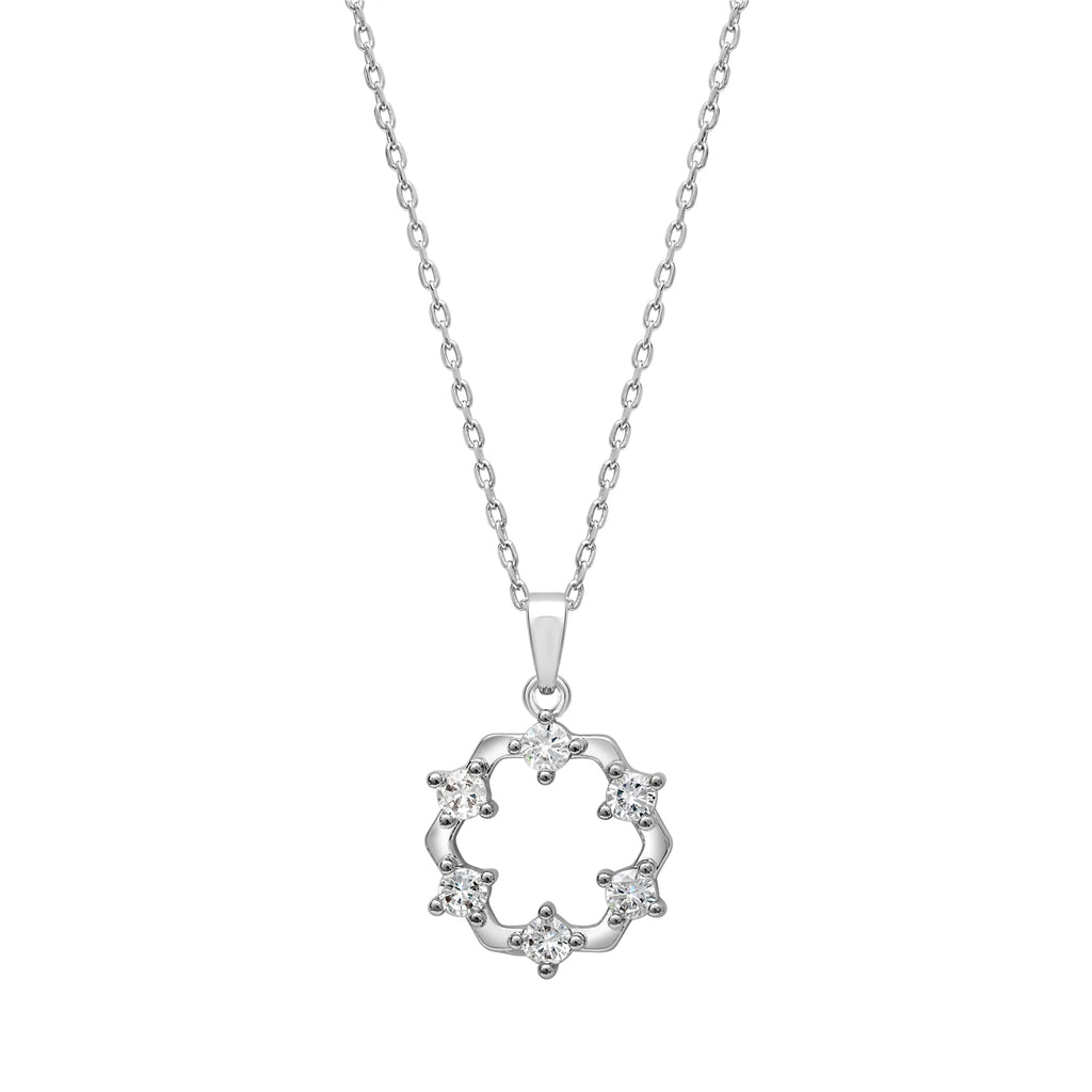 Wreath necklace with sparkling CZ pendant, stainless steel chain, gift-ready design by callura