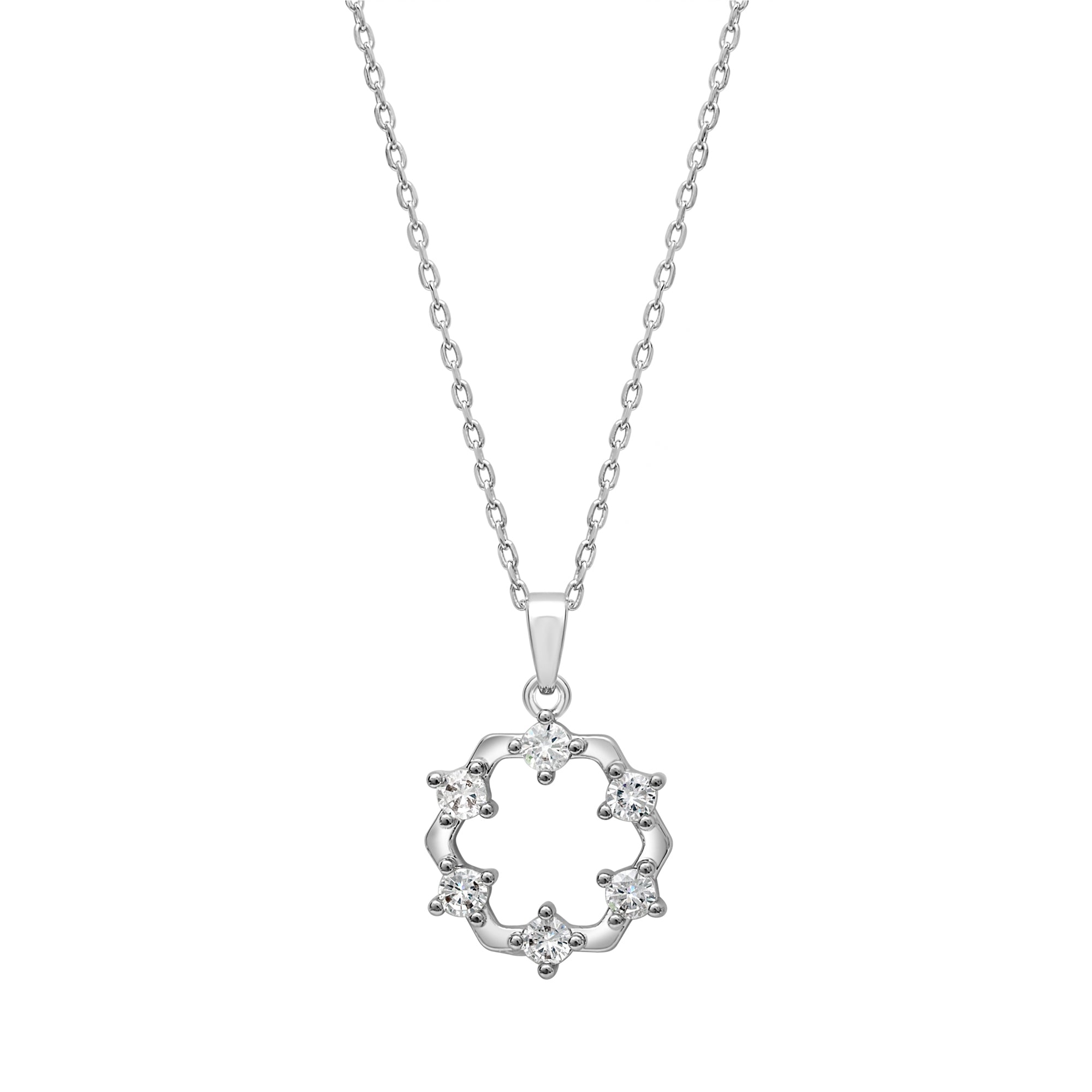 Wreath necklace with sparkling CZ pendant, stainless steel chain, gift-ready design by callura