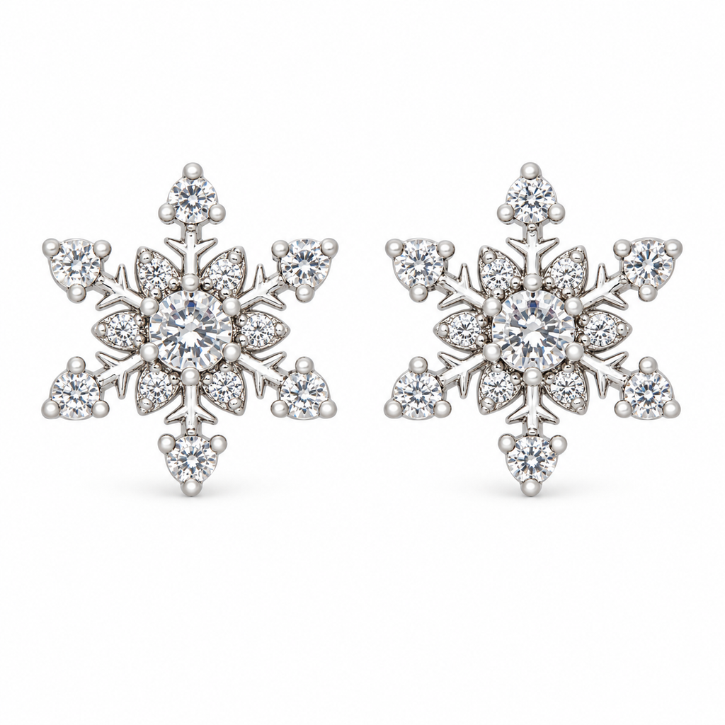 Crystal Snowflake Stud Earrings Gift Box