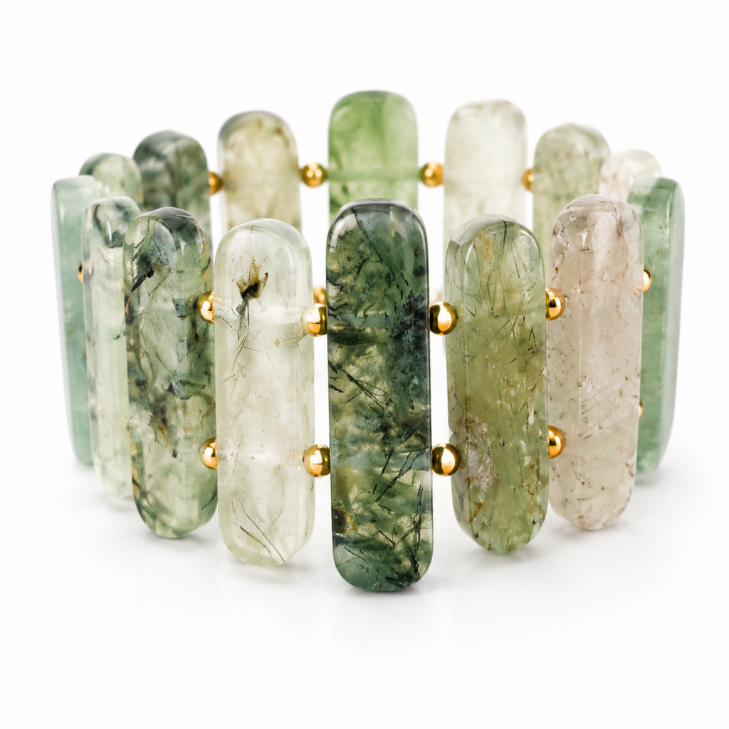 InstaGlam Montréal Atelier – Prehnite Statement Link Cuff Bracelet