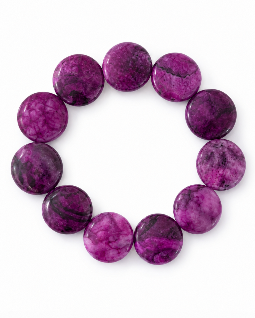 InstaGlam Purple Dyed Sugilite Jasper Coin Bead Bracelet
