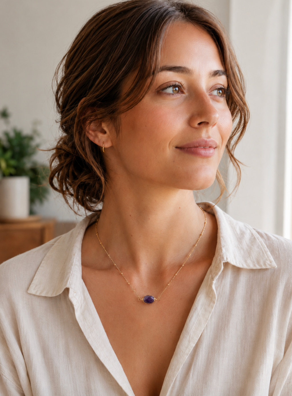 InstaGlam Amethyst Minimal Necklace