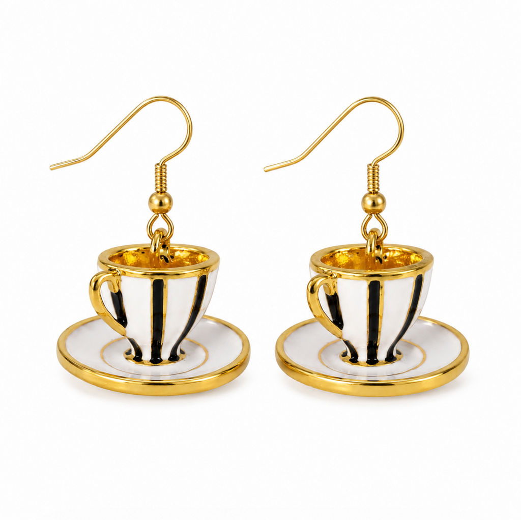InstaGlam Teacup & Saucer Drop Earrings – Handmade Local Design