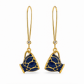 InstaGlam Blue & Gold Cup Drop Earrings – Handmade Local Design