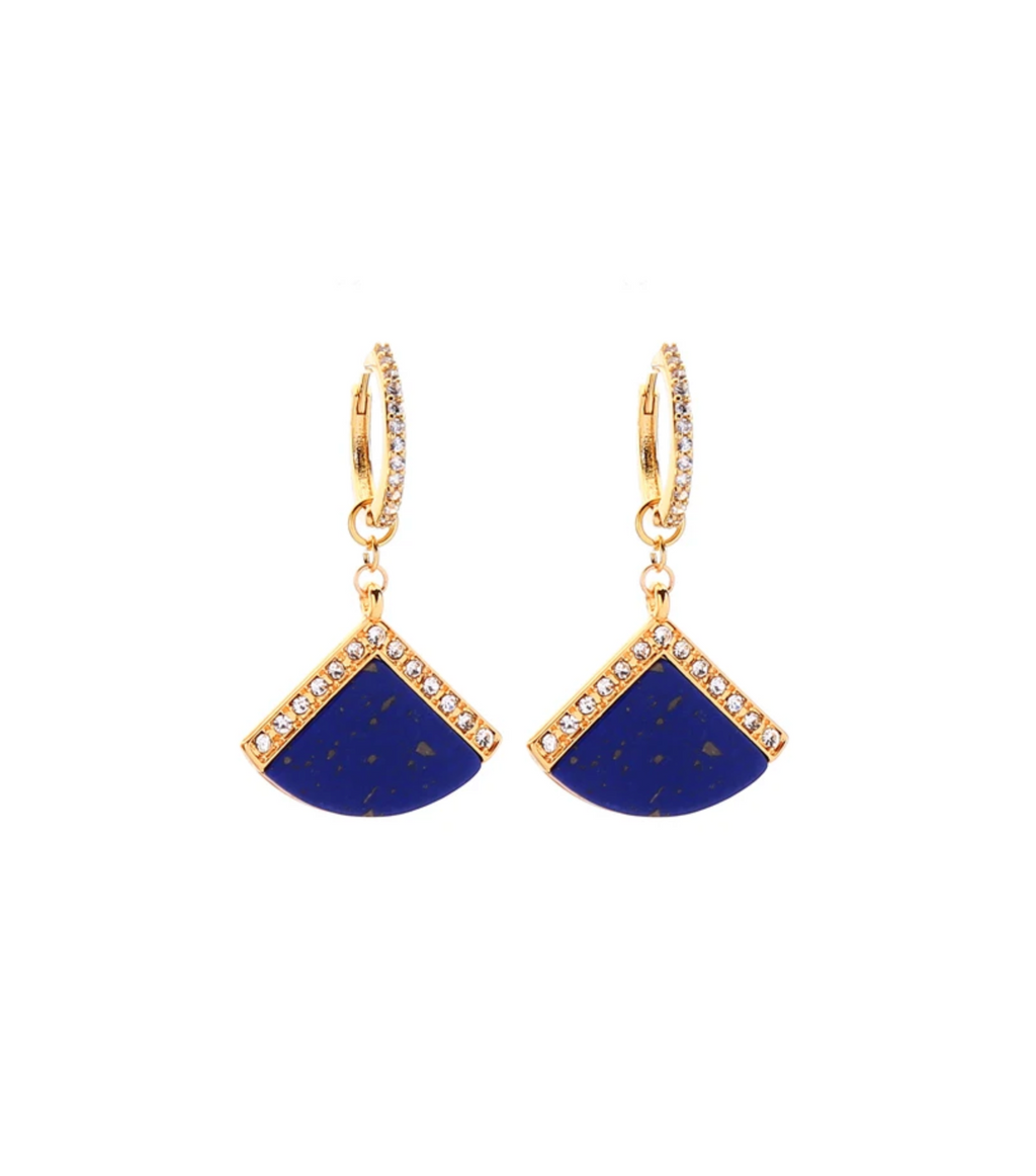 InstaGlam Lapis Lazuli Fan Drop Earrings – Upcycled Montreal Design