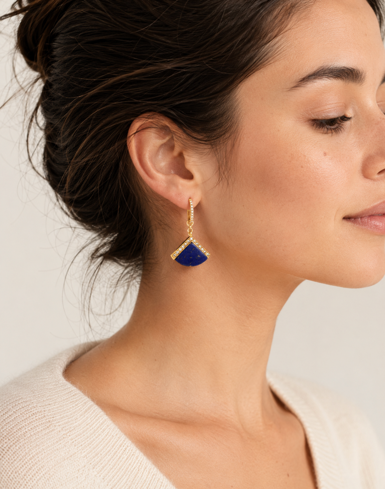 InstaGlam Lapis Lazuli Fan Drop Earrings – Upcycled Montreal Design