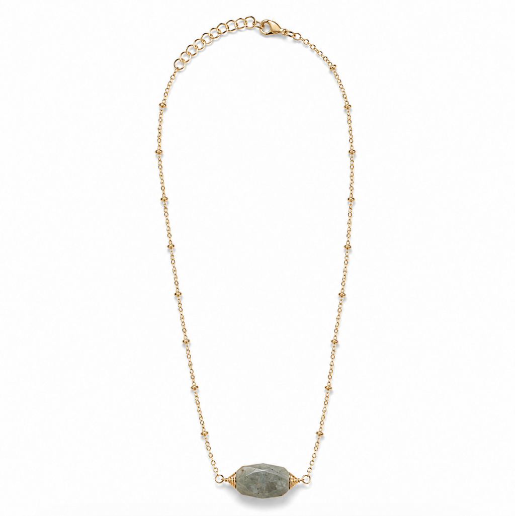 InstaGlam Labradorite Pendant Necklace – Upcycled Montreal Design