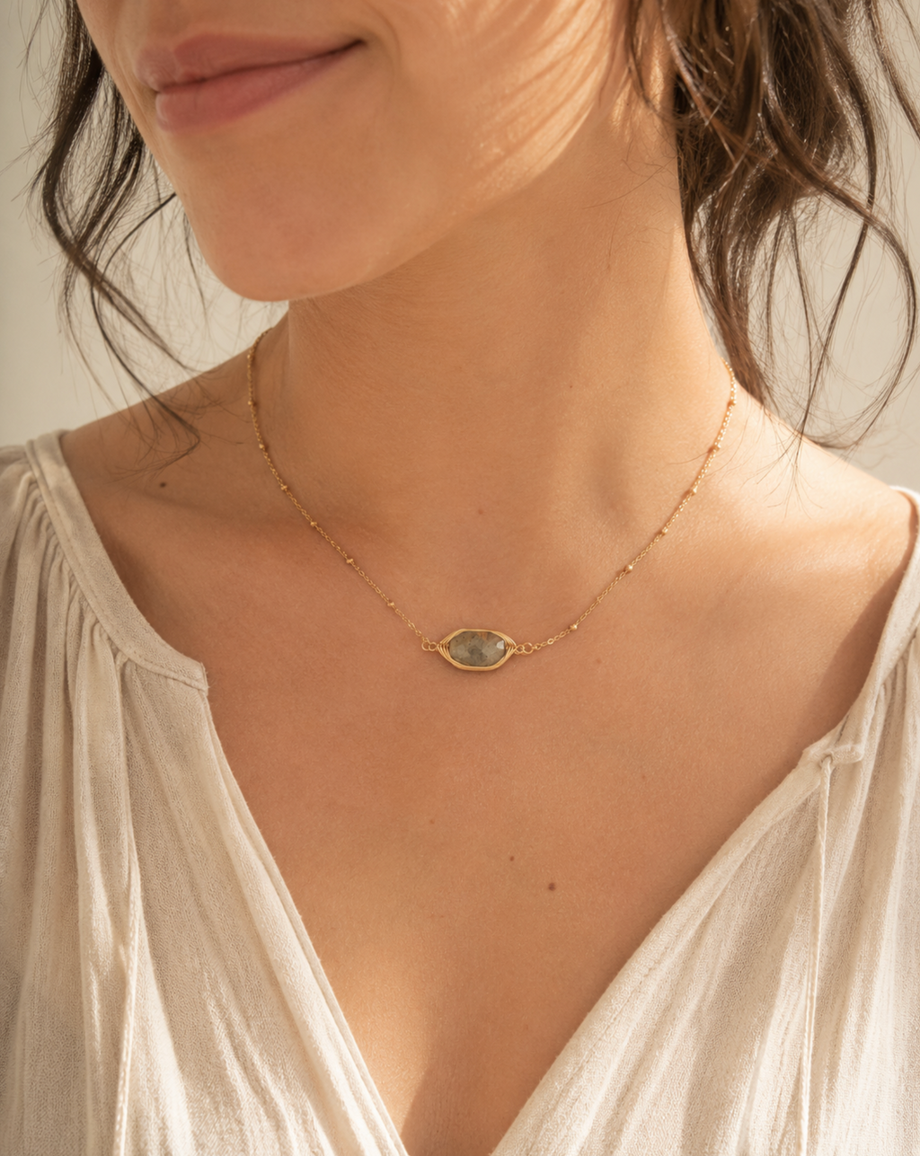 InstaGlam Labradorite Pendant Necklace – Upcycled Montreal Design