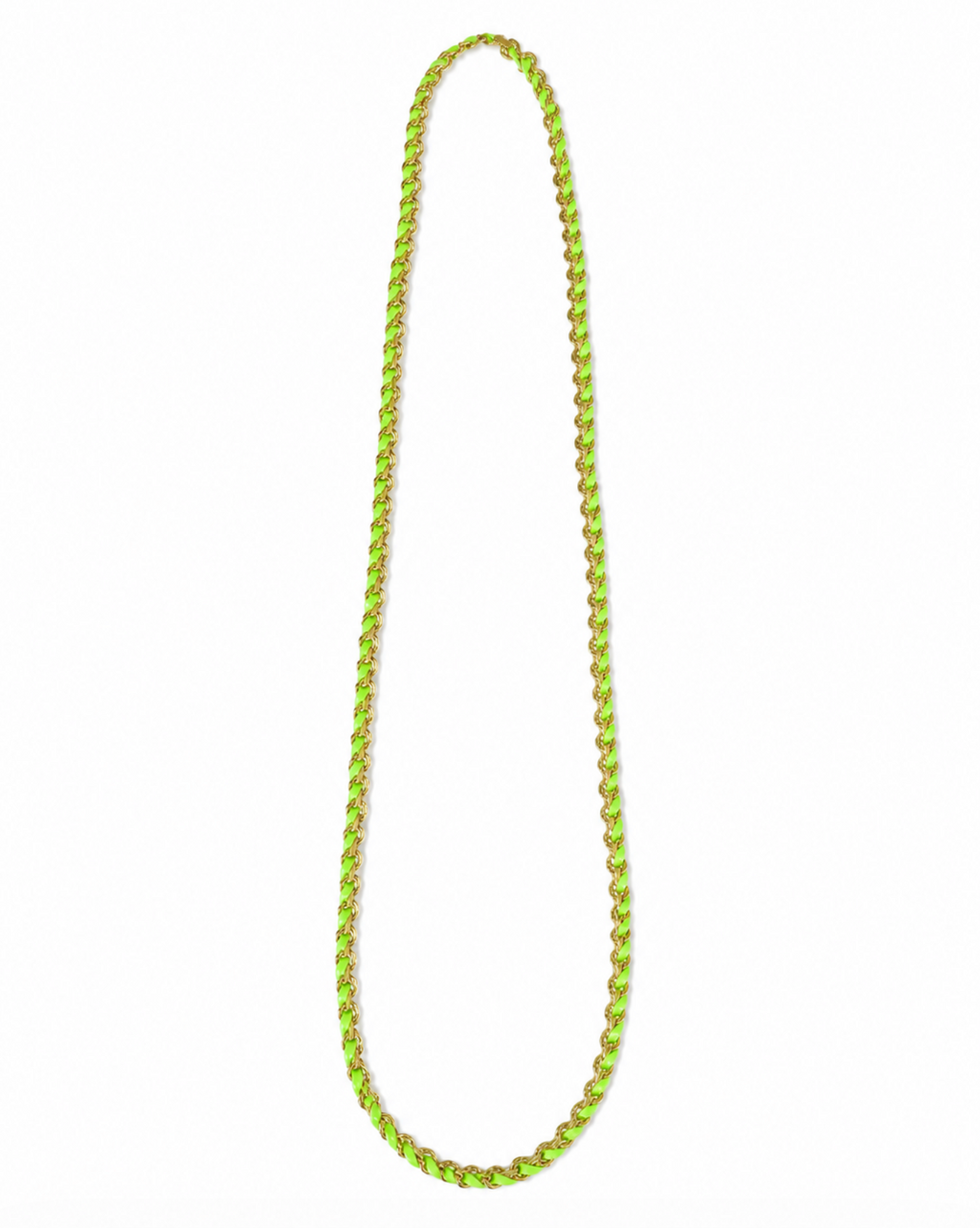 InstaGlam Neon Green & Gold Chain Necklace – Upcycled Montreal Design
