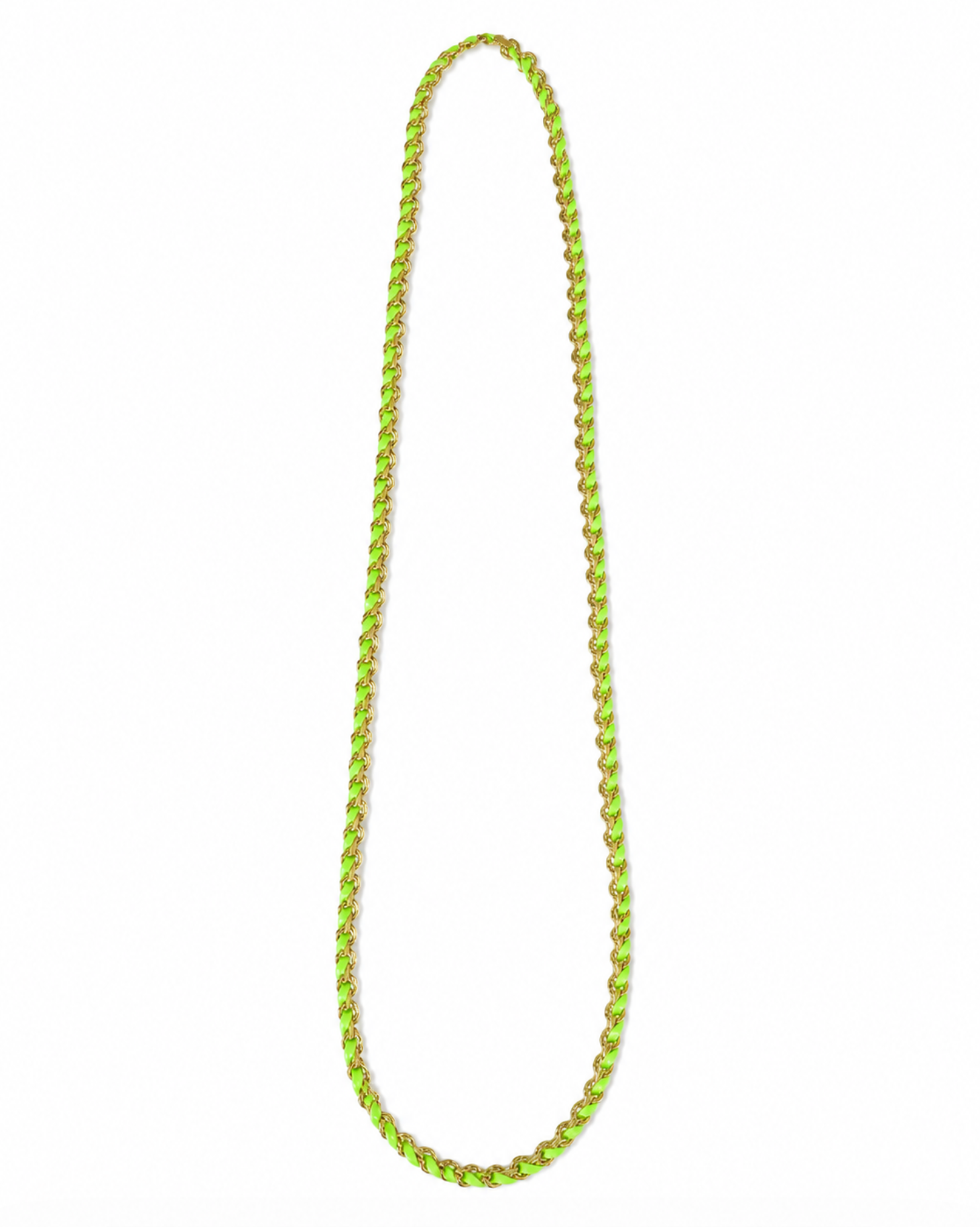 InstaGlam Neon Green & Gold Chain Necklace – Upcycled Montreal Design