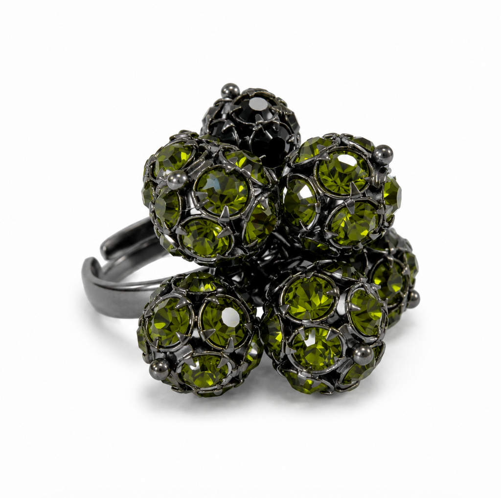 InstaGlam Crystal Sphere Statement Ring – Upcycled Montreal Design