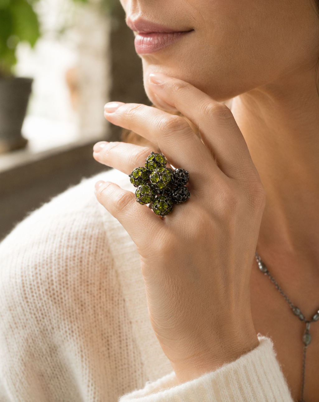 InstaGlam Crystal Sphere Statement Ring – Upcycled Montreal Design