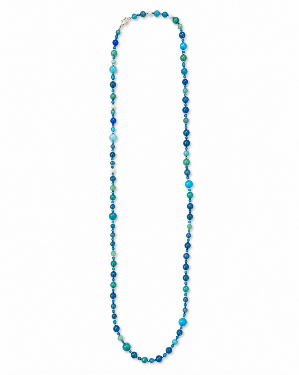InstaGlam Long Beaded Necklace – Dyed Jade & Crystal Mix (48")