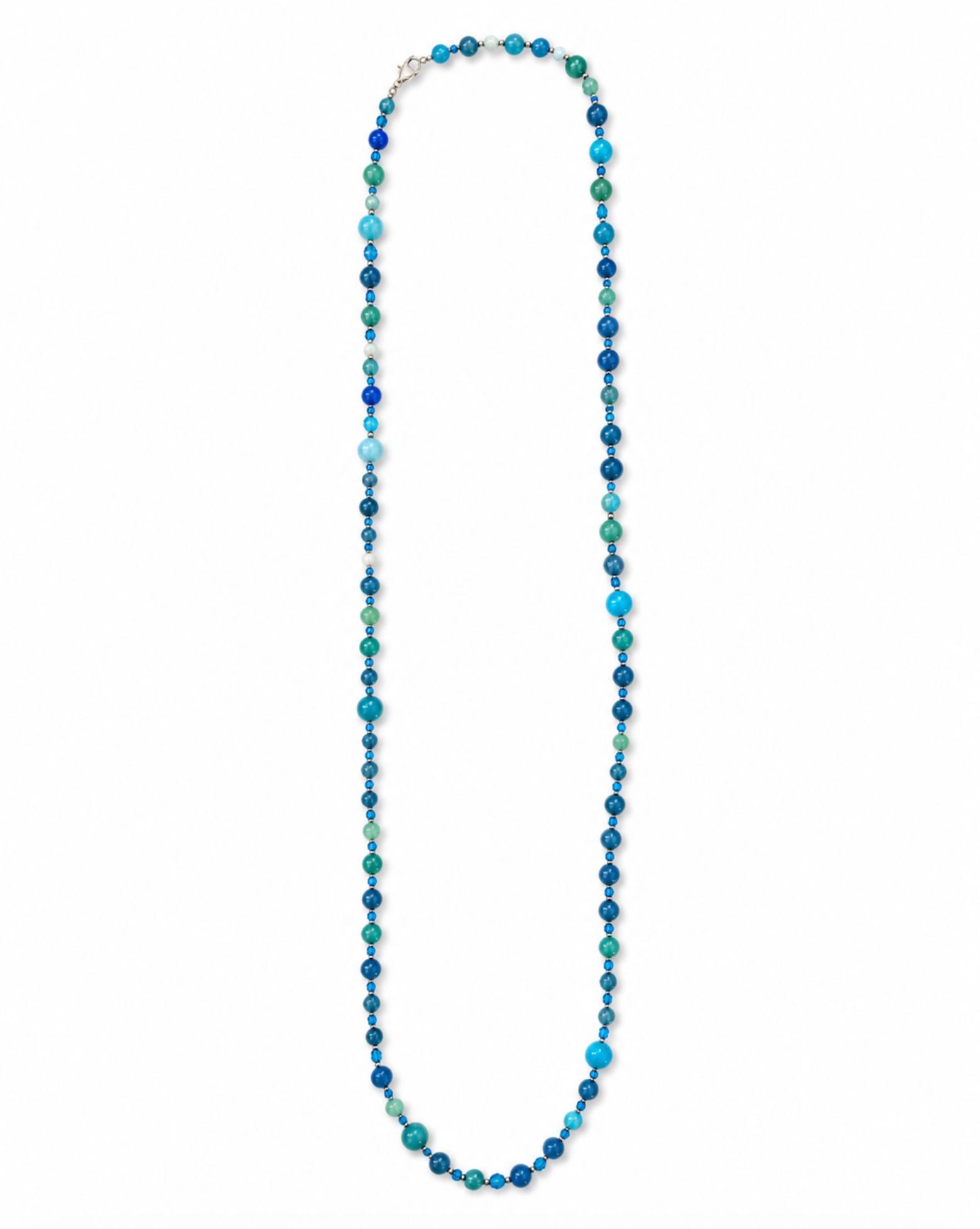 InstaGlam Long Beaded Necklace – Dyed Jade & Crystal Mix (48")