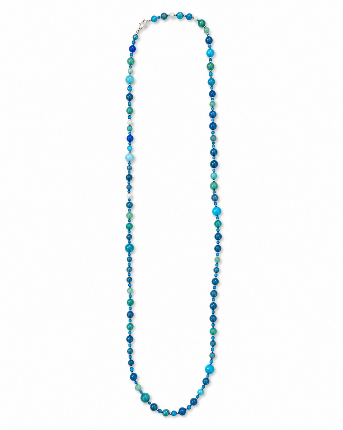 InstaGlam Long Beaded Necklace – Dyed Jade & Crystal Mix (48")
