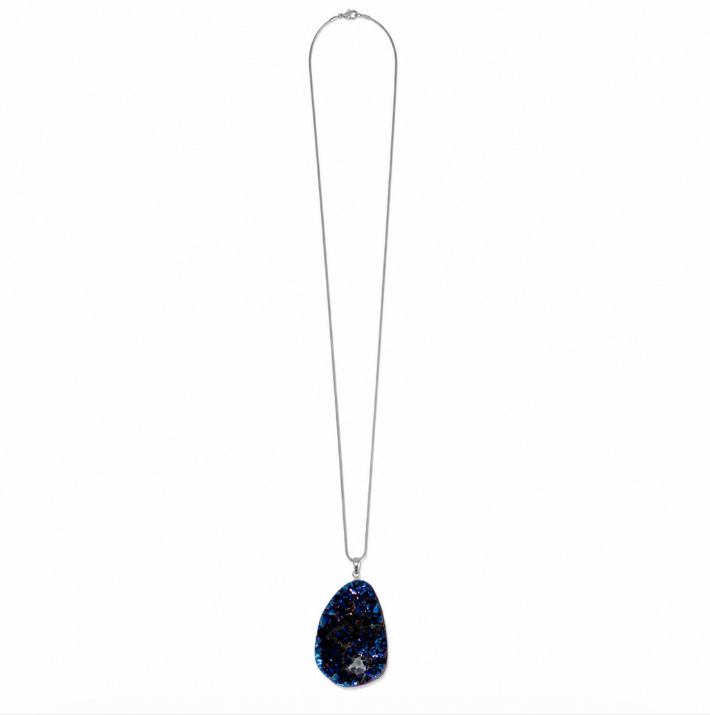 InstaGlam Blue Druzy Pendant Necklace – Upcycled Montreal Design