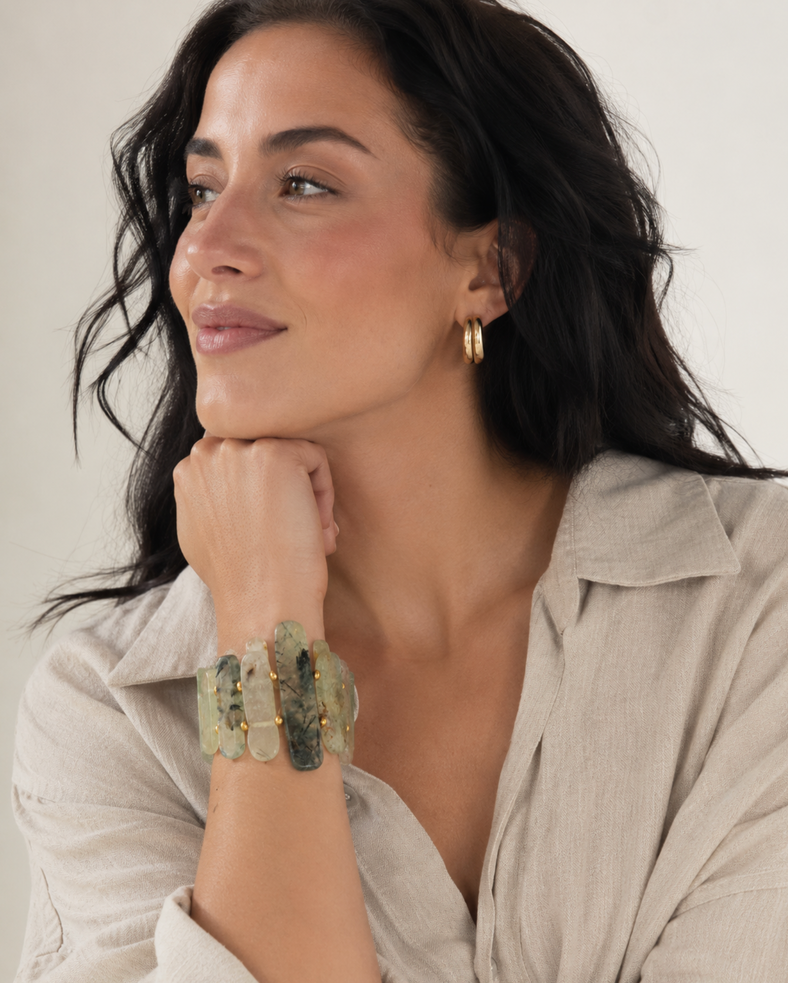 InstaGlam Montréal Atelier – Prehnite Statement Link Cuff Bracelet