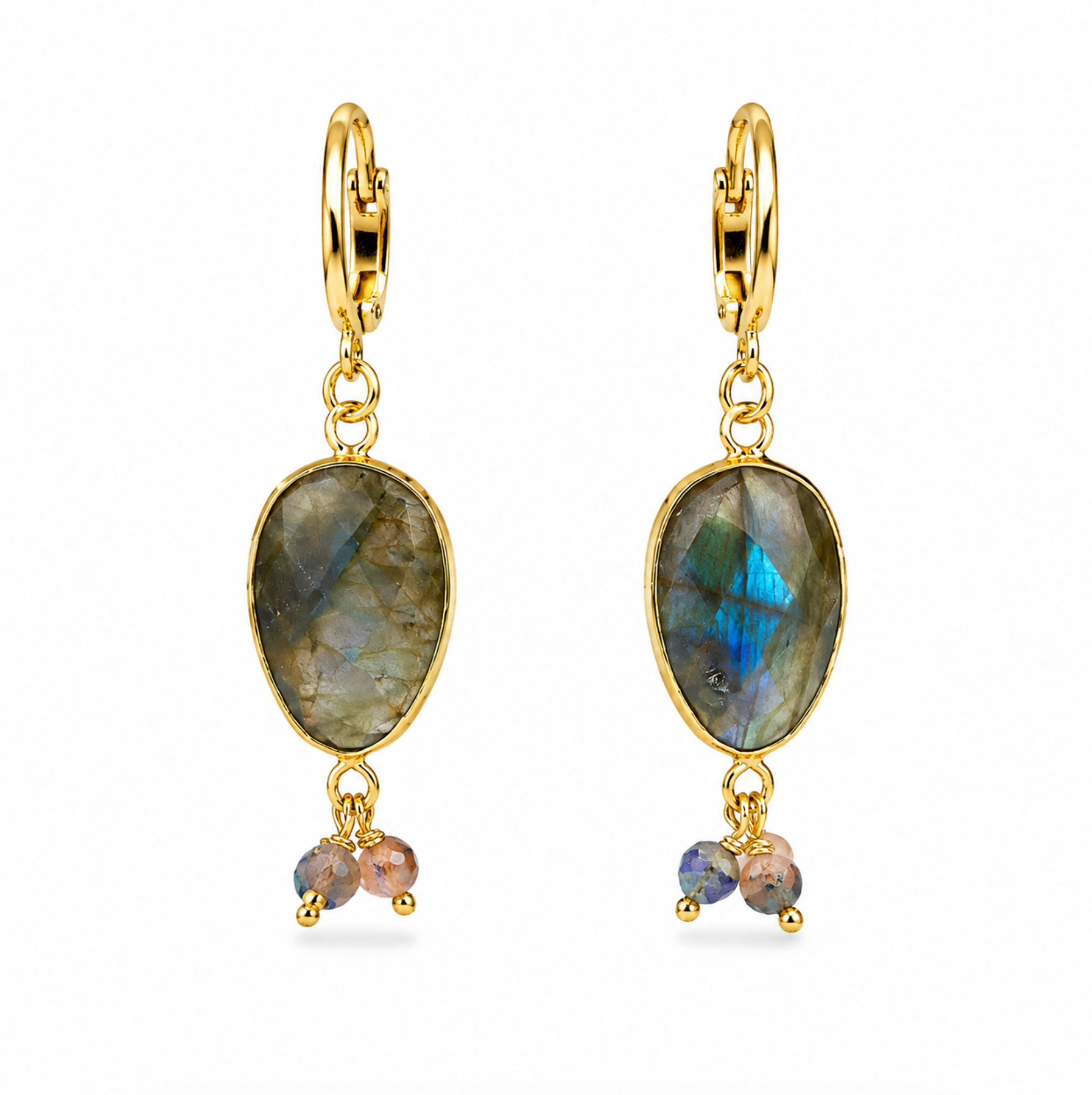 InstaGlam Labradorite Drop Earrings – Gold Aura Edition