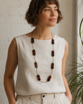 InstaGlam - One of a Kind Agate Statement Necklace 28" Oxidized Gold-Plated Necklace with 40 x 20mm Agate Panels