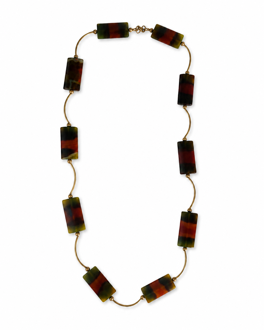 InstaGlam - One of a Kind Agate Statement Necklace 28" Oxidized Gold-Plated Necklace with 40 x 20mm Agate Panels