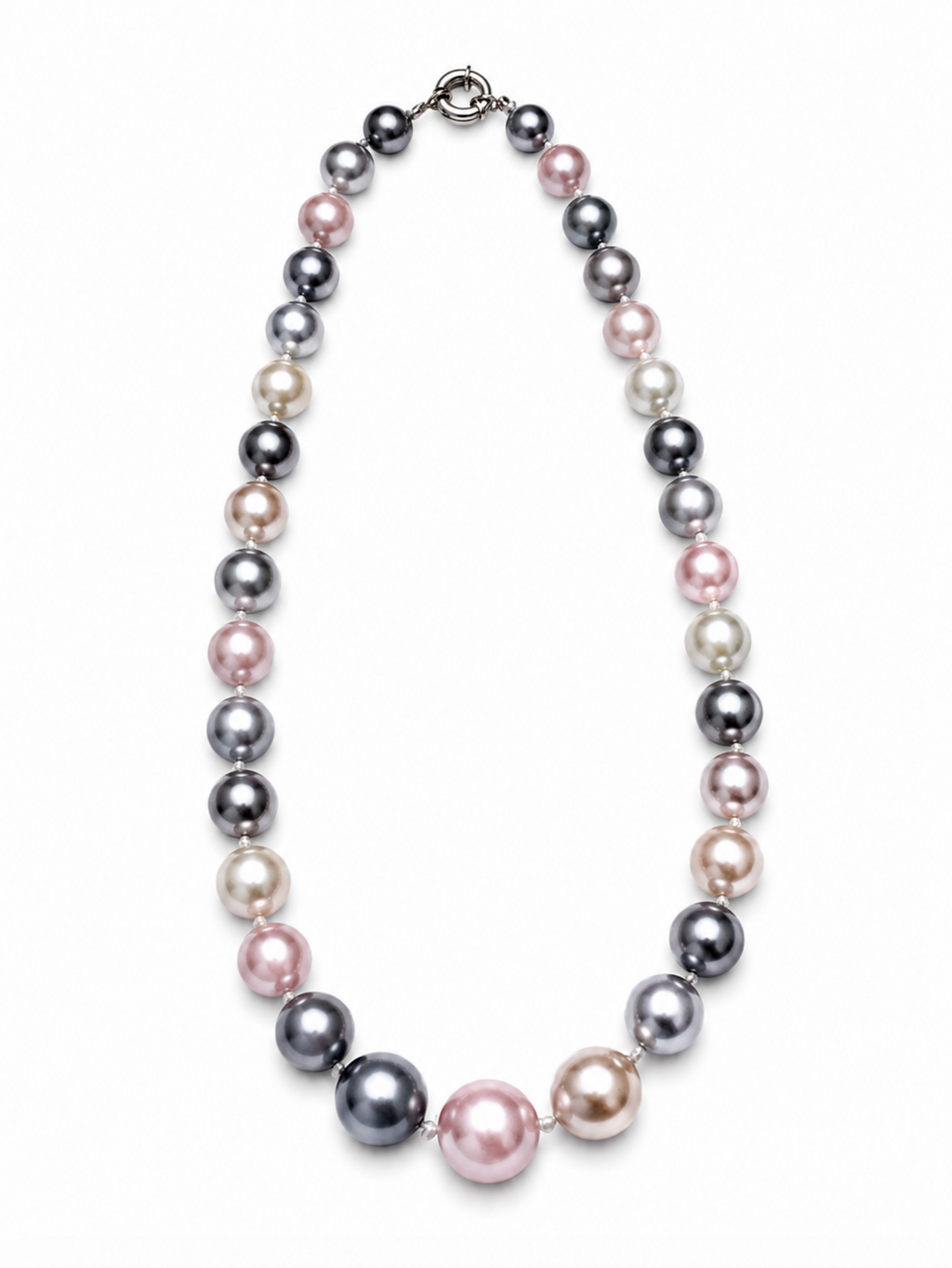 InstaGlam Graduated Shell Pearl Necklace – Upcycled Montreal Design