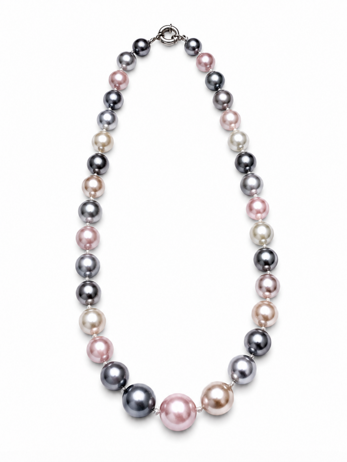 InstaGlam Graduated Shell Pearl Necklace – Upcycled Montreal Design