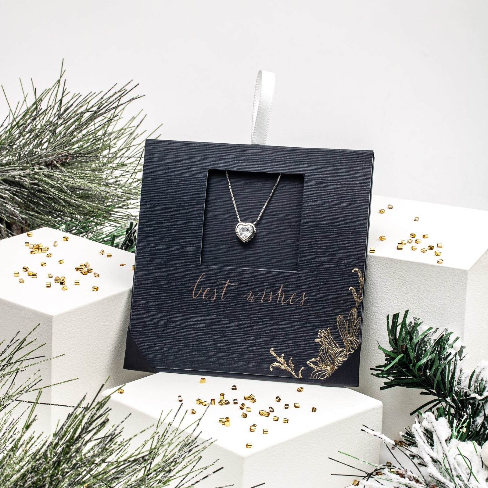 Heart solitaire necklace with sparkling CZ pendant, stainless steel chain, gift-ready by callura